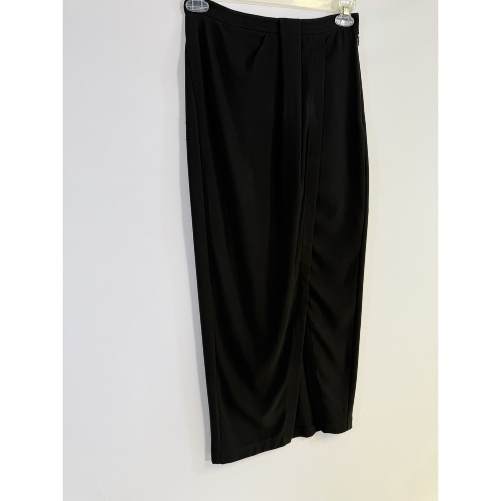 Halston Heritage Wrap Maxi Skirt Black Stretch Womens 4 Career Capsule Goth